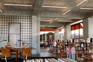  Die Holländerhalle könnte als Schulbibliothek genutzt werden – Visualisierung Machbarkeitsstudie: Barão-Hutter